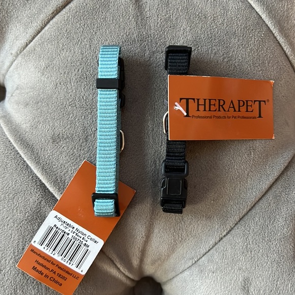 7-10” Adjustable Light Blue and Black Small Dog and Cat Collars - Picture 2 of 4